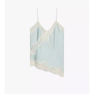 Zara Light Blue Lace Trim Tank Top